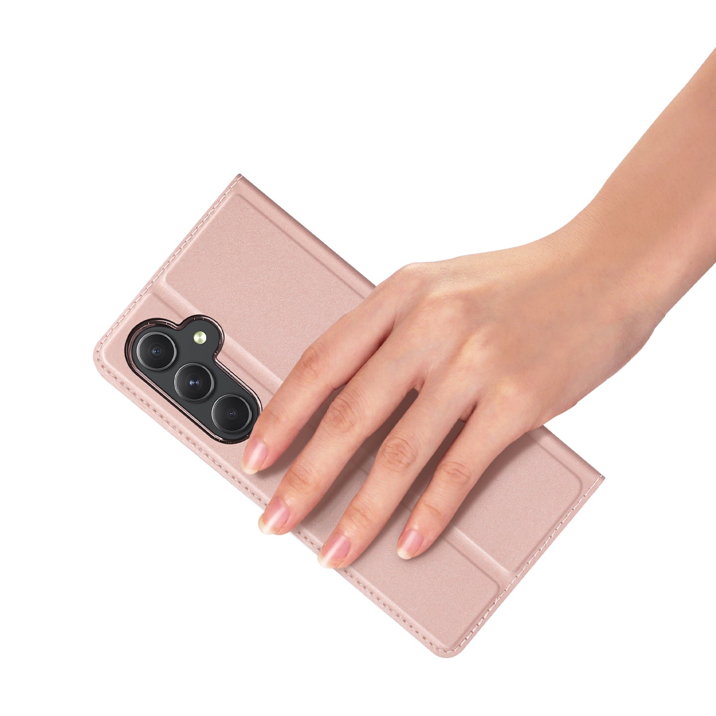 DUX DUCIS Skin Pro Series For Samsung Galaxy S24+ Case Card Holder Leather Cover - Pink