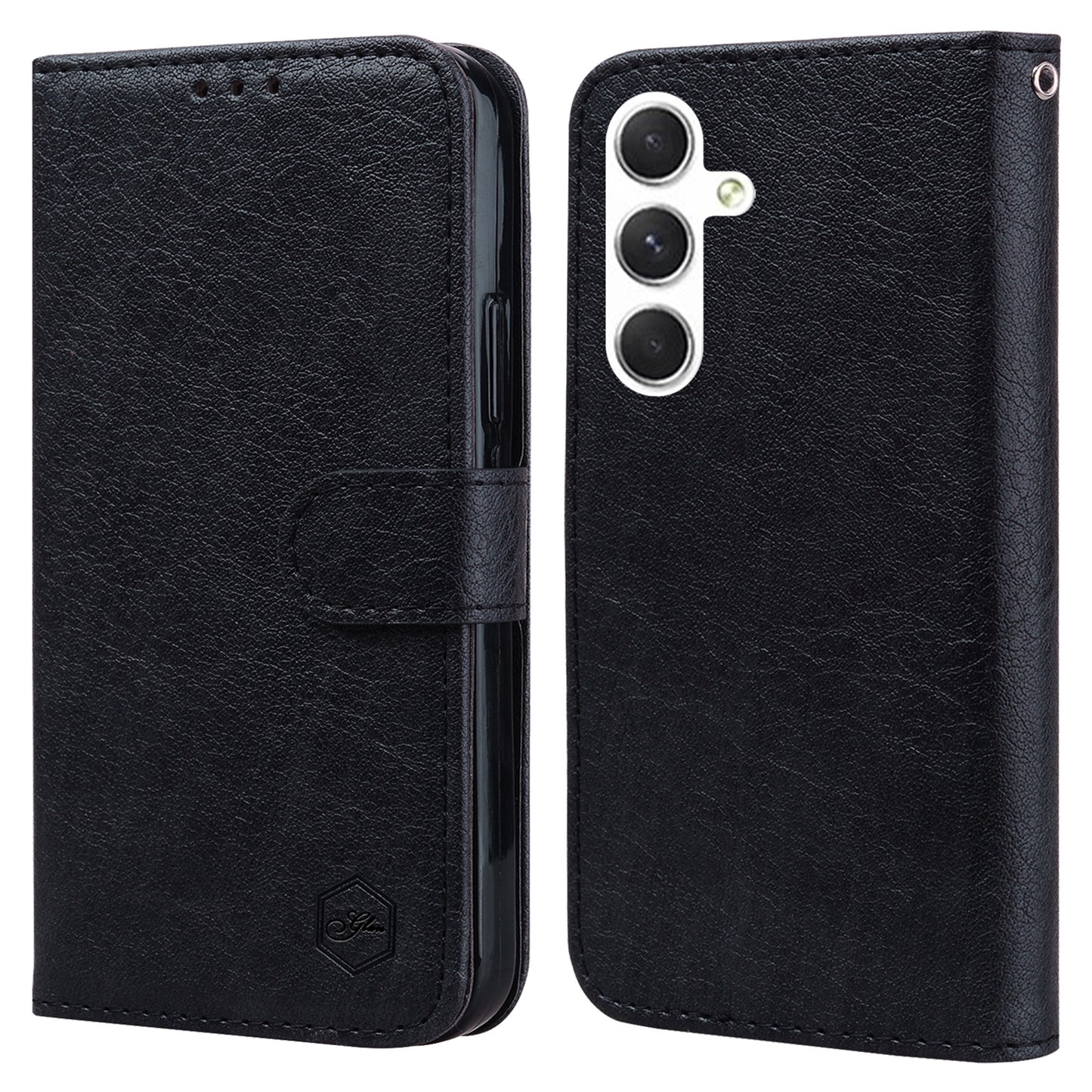 For Samsung Galaxy S24+ Case PU Leather Anti-drop Wallet Cover - Black