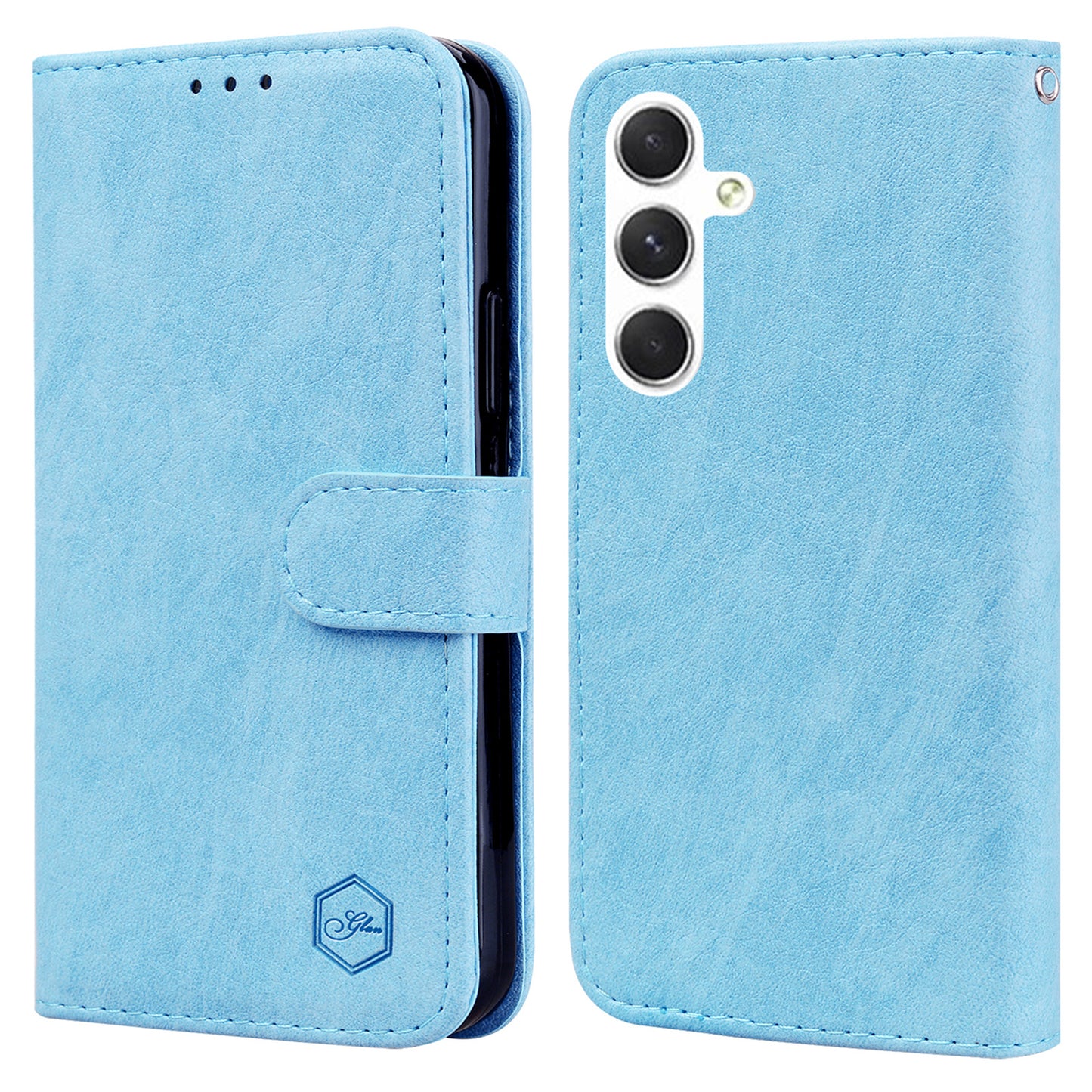 For Samsung Galaxy S24+ Case PU Leather Anti-drop Wallet Cover - Baby Blue
