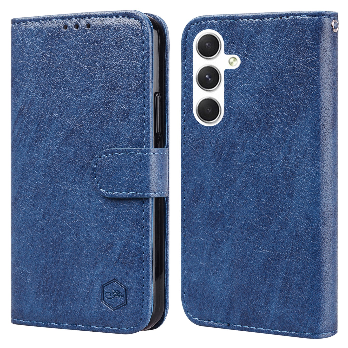 For Samsung Galaxy S24 Case Magnetic Clasp Leather Phone Cover - Dark Blue