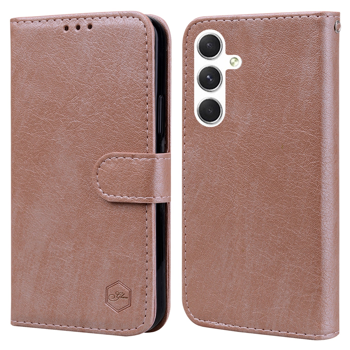 For Samsung Galaxy S24 Case Magnetic Clasp Leather Phone Cover - Champagne
