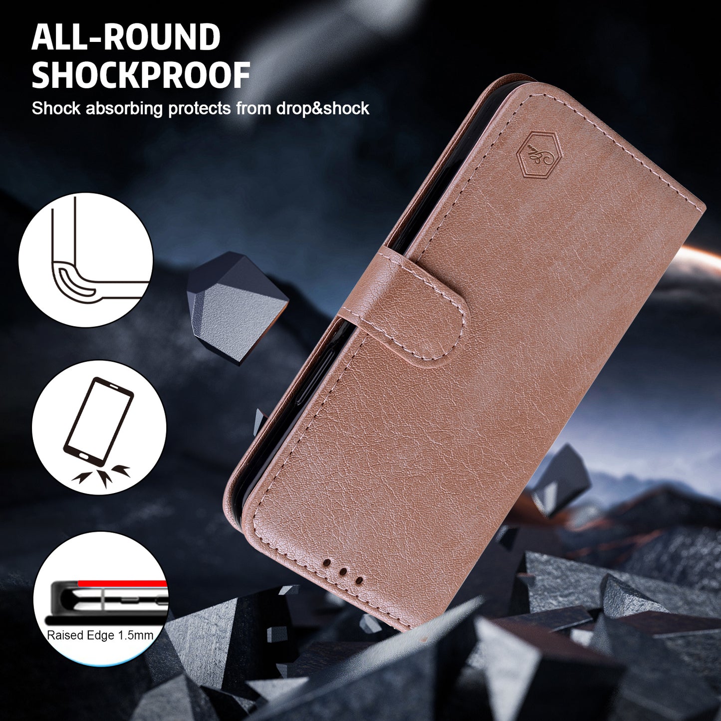 For Samsung Galaxy S24 Case Magnetic Clasp Leather Phone Cover - Champagne