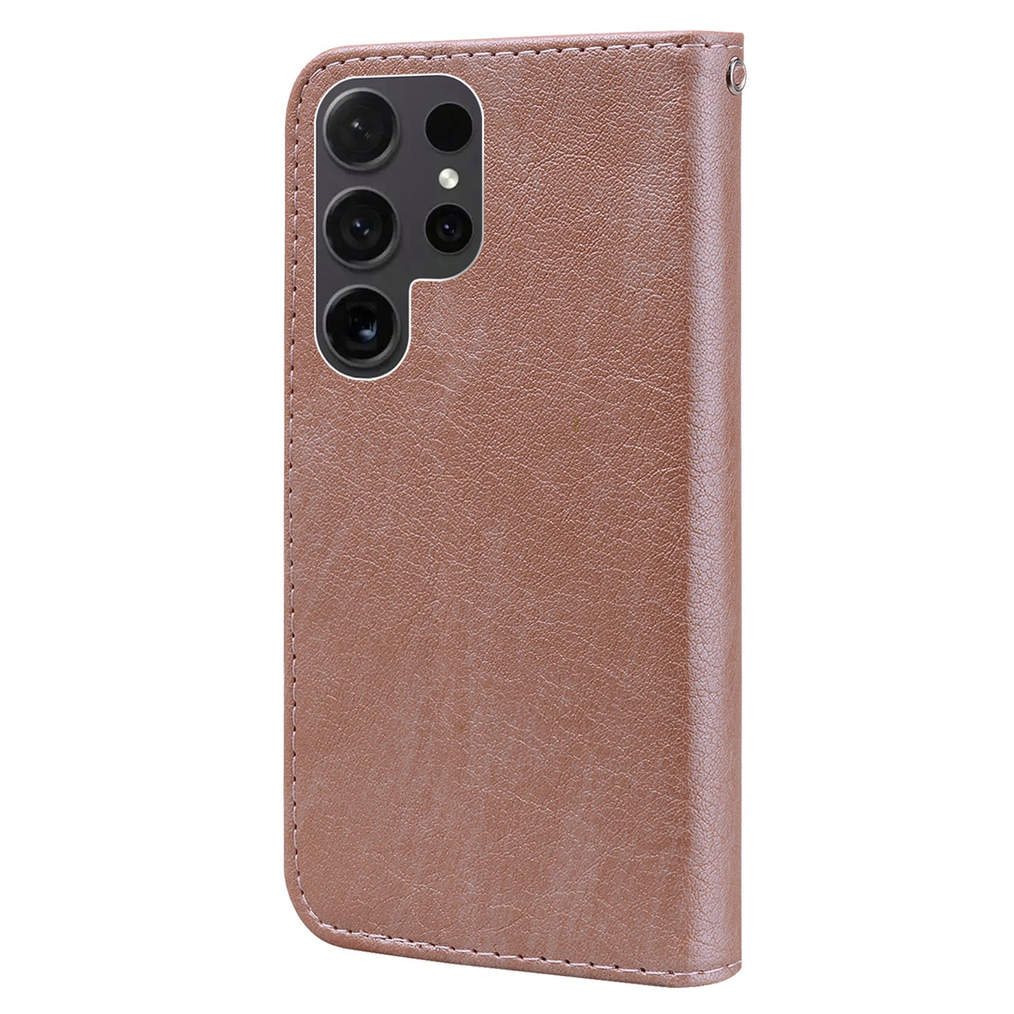 For Samsung Galaxy S24 Ultra Case Solid Color Leather Phone Stand Cover - Champagne
