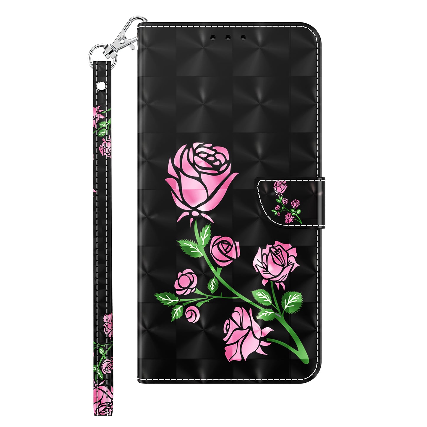 For Samsung Galaxy S24+ Case 3D Pattern Printing Phone Cover with Wallet Stand - Rose Flower