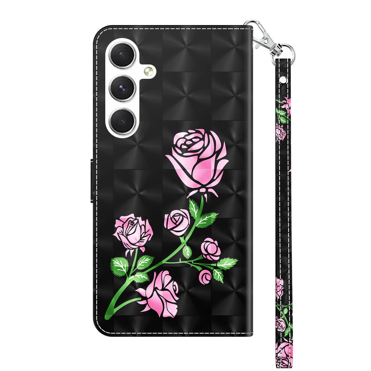 For Samsung Galaxy S24+ Case 3D Pattern Printing Phone Cover with Wallet Stand - Rose Flower