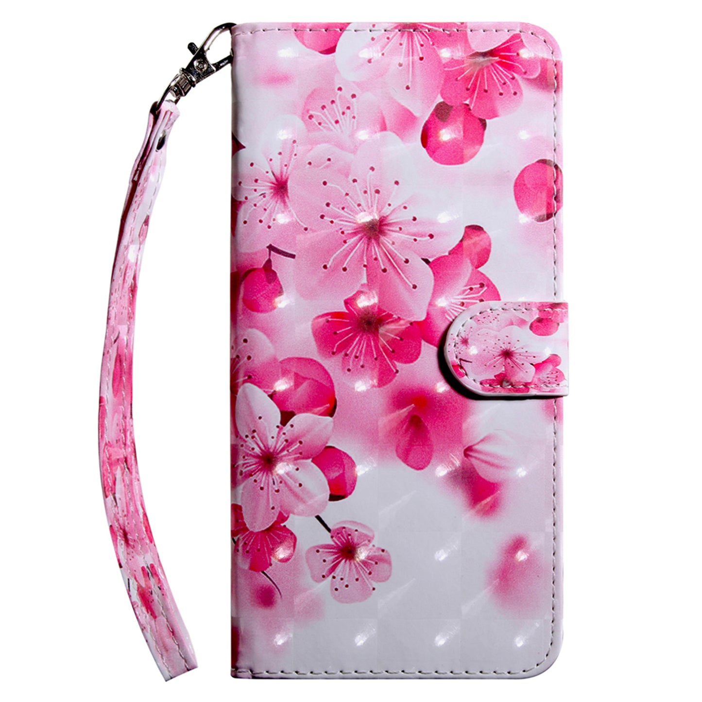 For Samsung Galaxy S24+ Case 3D Pattern Printing Phone Cover with Wallet Stand - Red Flower