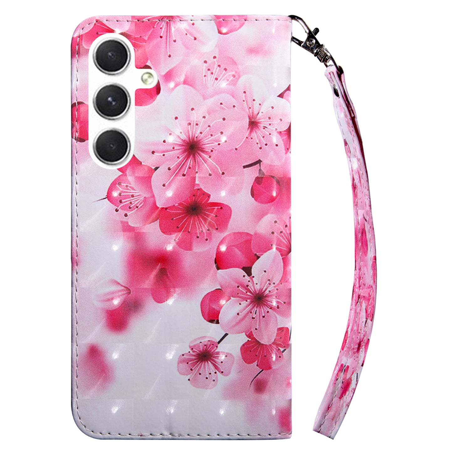 For Samsung Galaxy S24+ Case 3D Pattern Printing Phone Cover with Wallet Stand - Red Flower