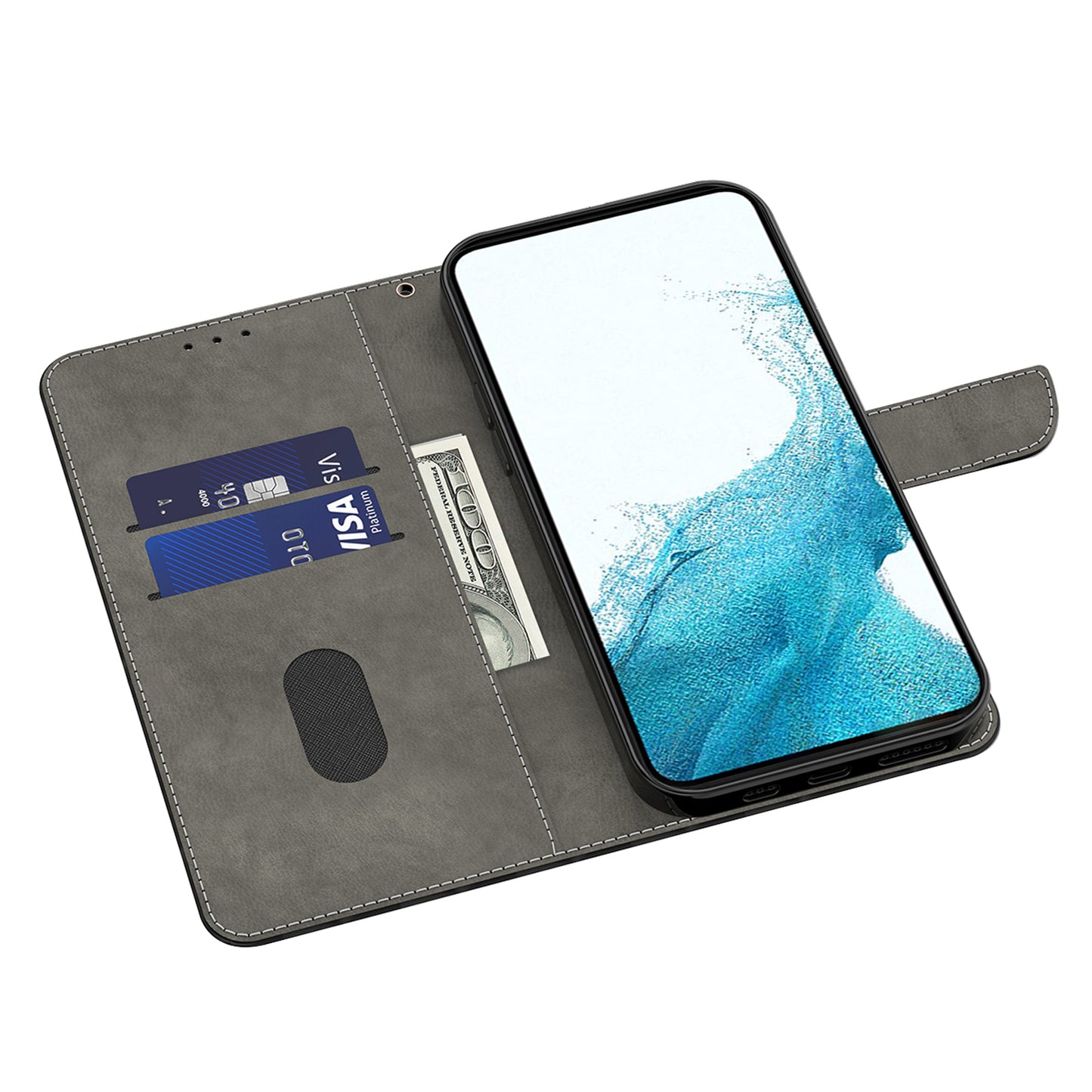 For Samsung Galaxy S24 Leather Case 3D Pattern Printing Phone Stand Cover - Cat