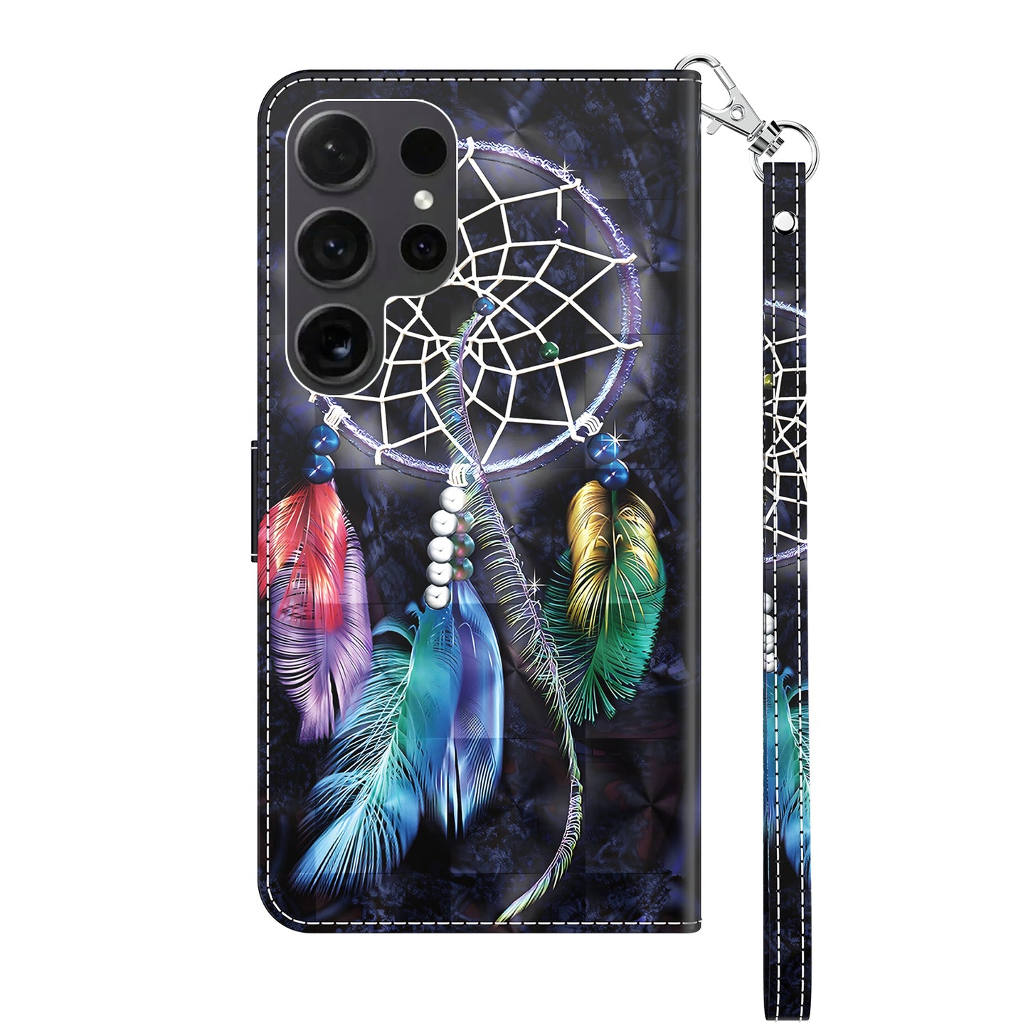 For Samsung Galaxy S24 Ultra Case 3D Pattern Printing Leather Wallet Cover - Dream Catcher