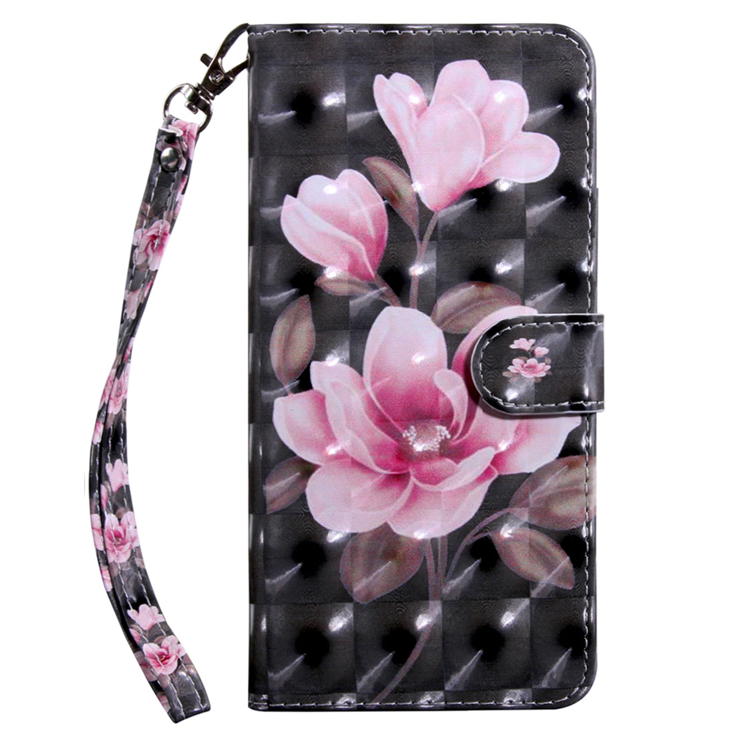 For Samsung Galaxy S24 Ultra Case 3D Pattern Printing Leather Wallet Cover - Pink Flower