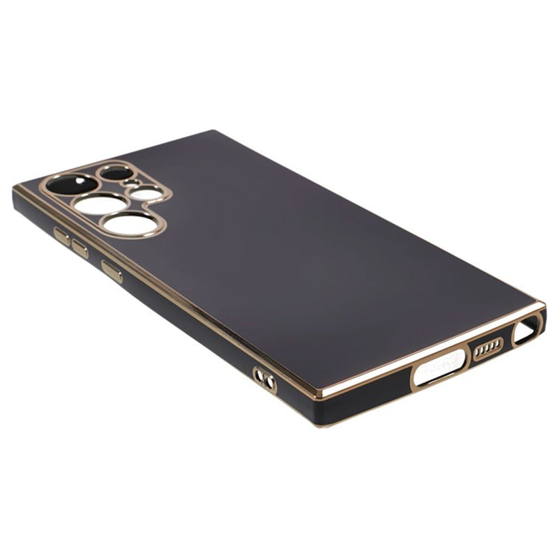 For Samsung Galaxy S24 Ultra Case TPU Glossy 6D Electroplating Phone Back Cover - Black