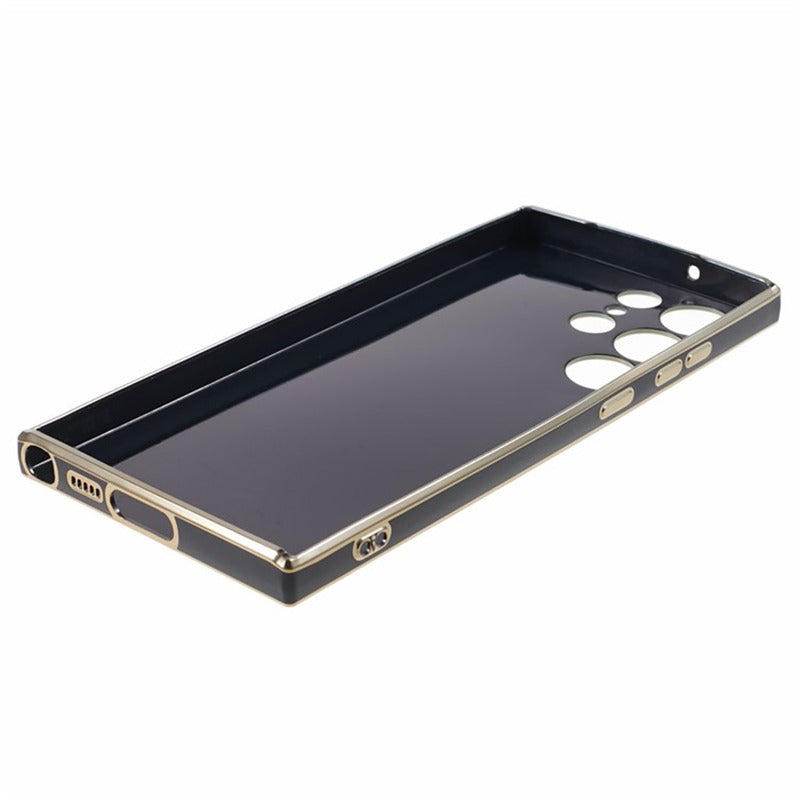 For Samsung Galaxy S24 Ultra Case TPU Glossy 6D Electroplating Phone Back Cover - Black