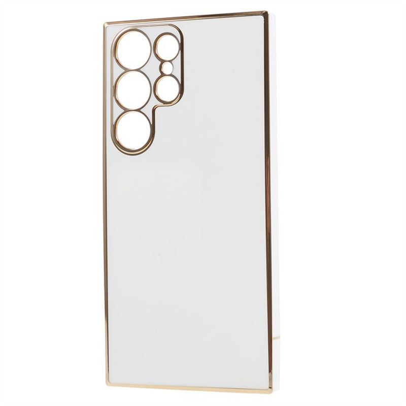 For Samsung Galaxy S24 Ultra Case TPU Glossy 6D Electroplating Phone Back Cover - White