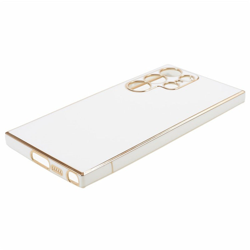 For Samsung Galaxy S24 Ultra Case TPU Glossy 6D Electroplating Phone Back Cover - White