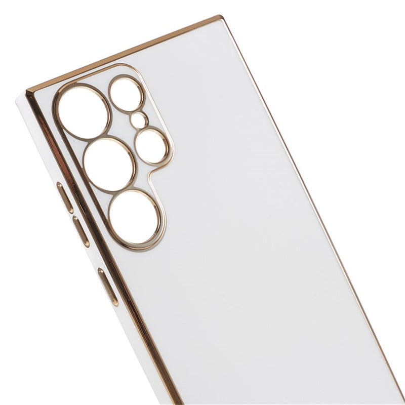 For Samsung Galaxy S24 Ultra Case TPU Glossy 6D Electroplating Phone Back Cover - White