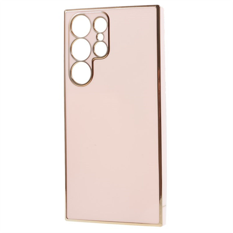 For Samsung Galaxy S24 Ultra Case TPU Glossy 6D Electroplating Phone Back Cover - Pink