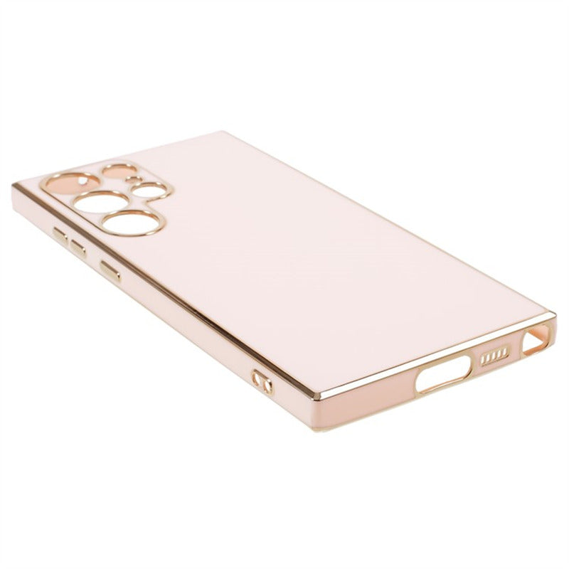 For Samsung Galaxy S24 Ultra Case TPU Glossy 6D Electroplating Phone Back Cover - Pink
