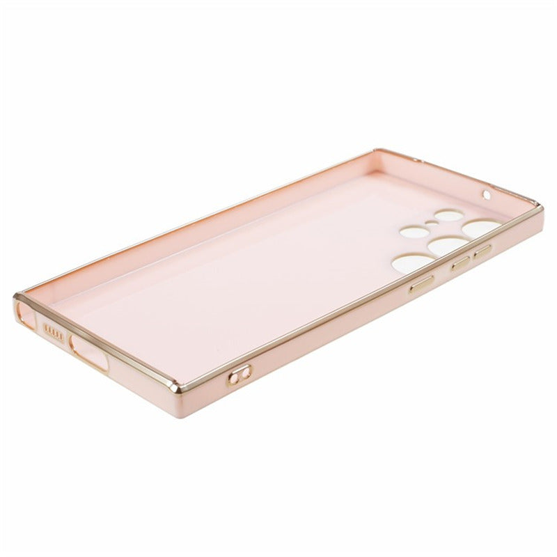 For Samsung Galaxy S24 Ultra Case TPU Glossy 6D Electroplating Phone Back Cover - Pink
