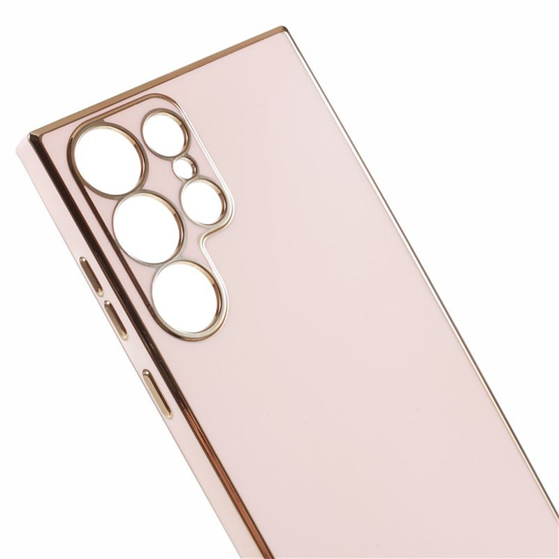 For Samsung Galaxy S24 Ultra Case TPU Glossy 6D Electroplating Phone Back Cover - Pink