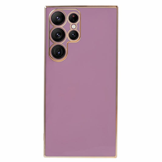 For Samsung Galaxy S24 Ultra Case TPU Glossy 6D Electroplating Phone Back Cover - Purple