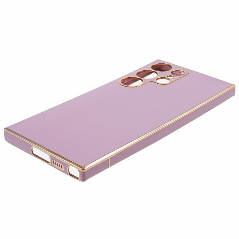 For Samsung Galaxy S24 Ultra Case TPU Glossy 6D Electroplating Phone Back Cover - Purple