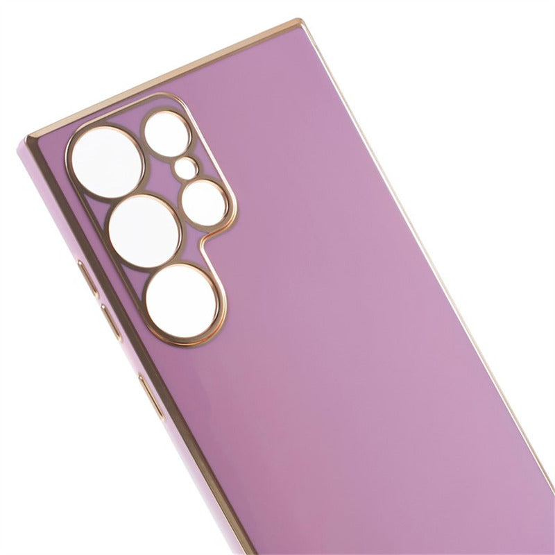 For Samsung Galaxy S24 Ultra Case TPU Glossy 6D Electroplating Phone Back Cover - Purple