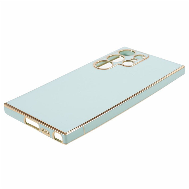 For Samsung Galaxy S24 Ultra Case TPU Glossy 6D Electroplating Phone Back Cover - Cyan