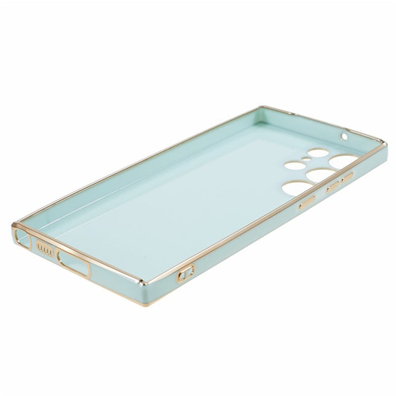 For Samsung Galaxy S24 Ultra Case TPU Glossy 6D Electroplating Phone Back Cover - Cyan