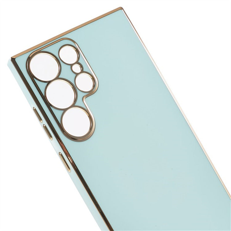 For Samsung Galaxy S24 Ultra Case TPU Glossy 6D Electroplating Phone Back Cover - Cyan