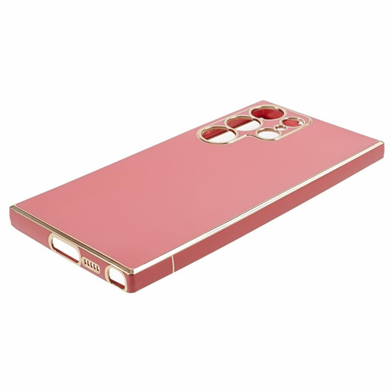 For Samsung Galaxy S24 Ultra Case TPU Glossy 6D Electroplating Phone Back Cover - Red