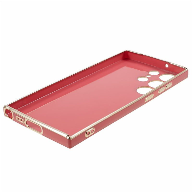For Samsung Galaxy S24 Ultra Case TPU Glossy 6D Electroplating Phone Back Cover - Red