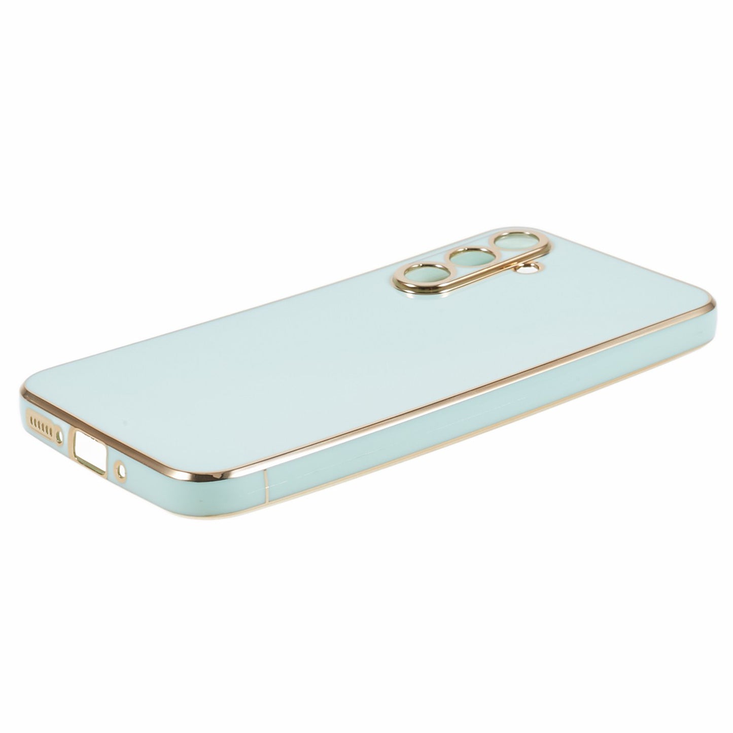 For Samsung Galaxy S24 Case Shockproof 6D Electroplating Glossy Protective Phone Cover - Cyan