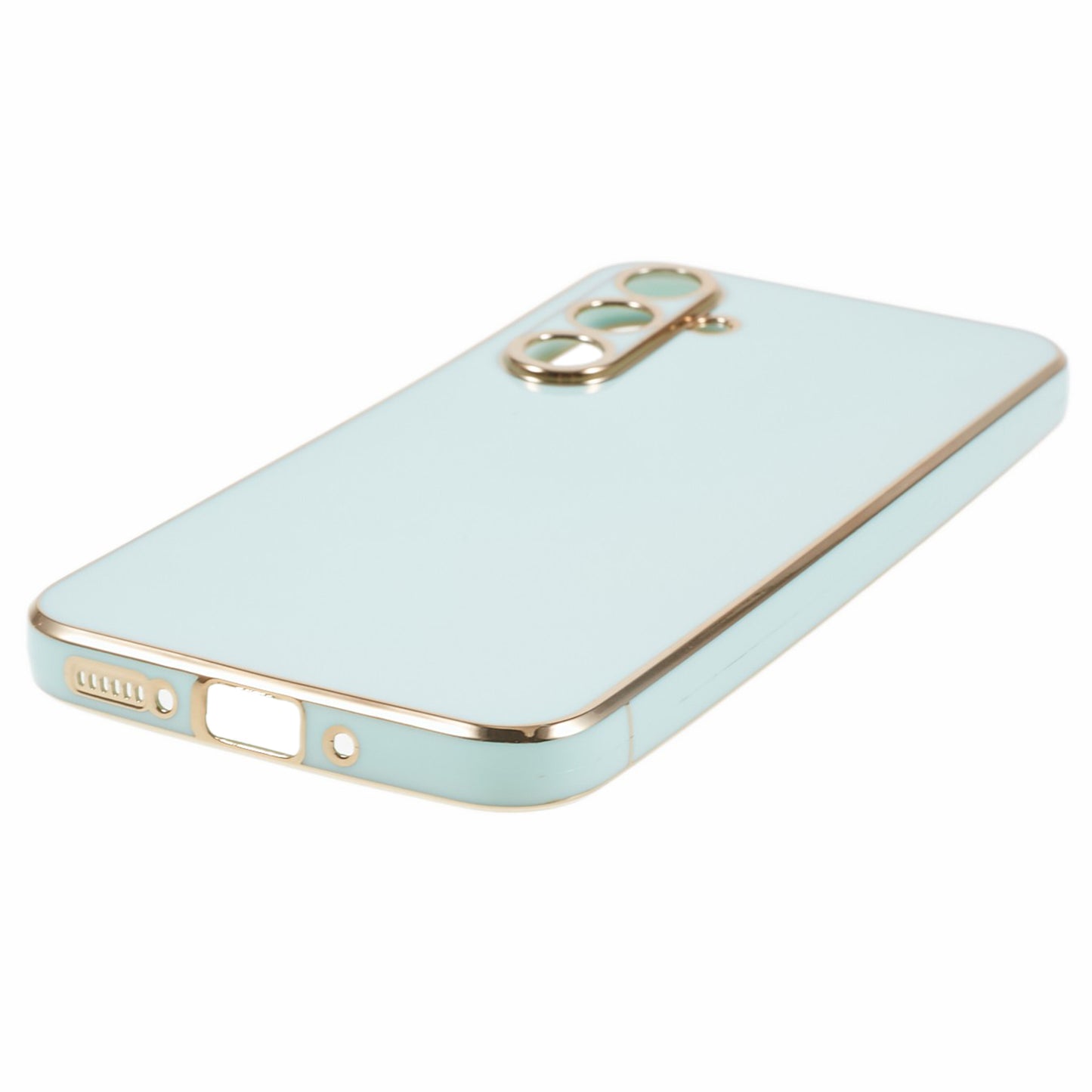 For Samsung Galaxy S24+ Case Electroplating Anti-scratch Soft TPU Phone Back Shell - Cyan