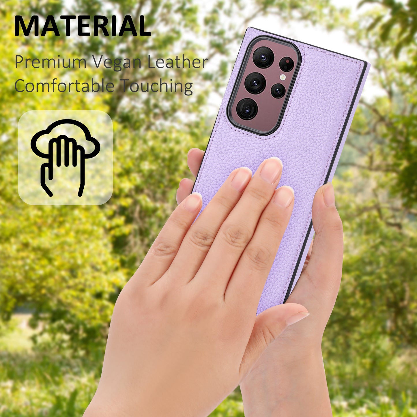 For Samsung Galaxy S24 Ultra Case Shockproof Litchi Texture PU Leather Coated TPU Cellphone Cover - Purple
