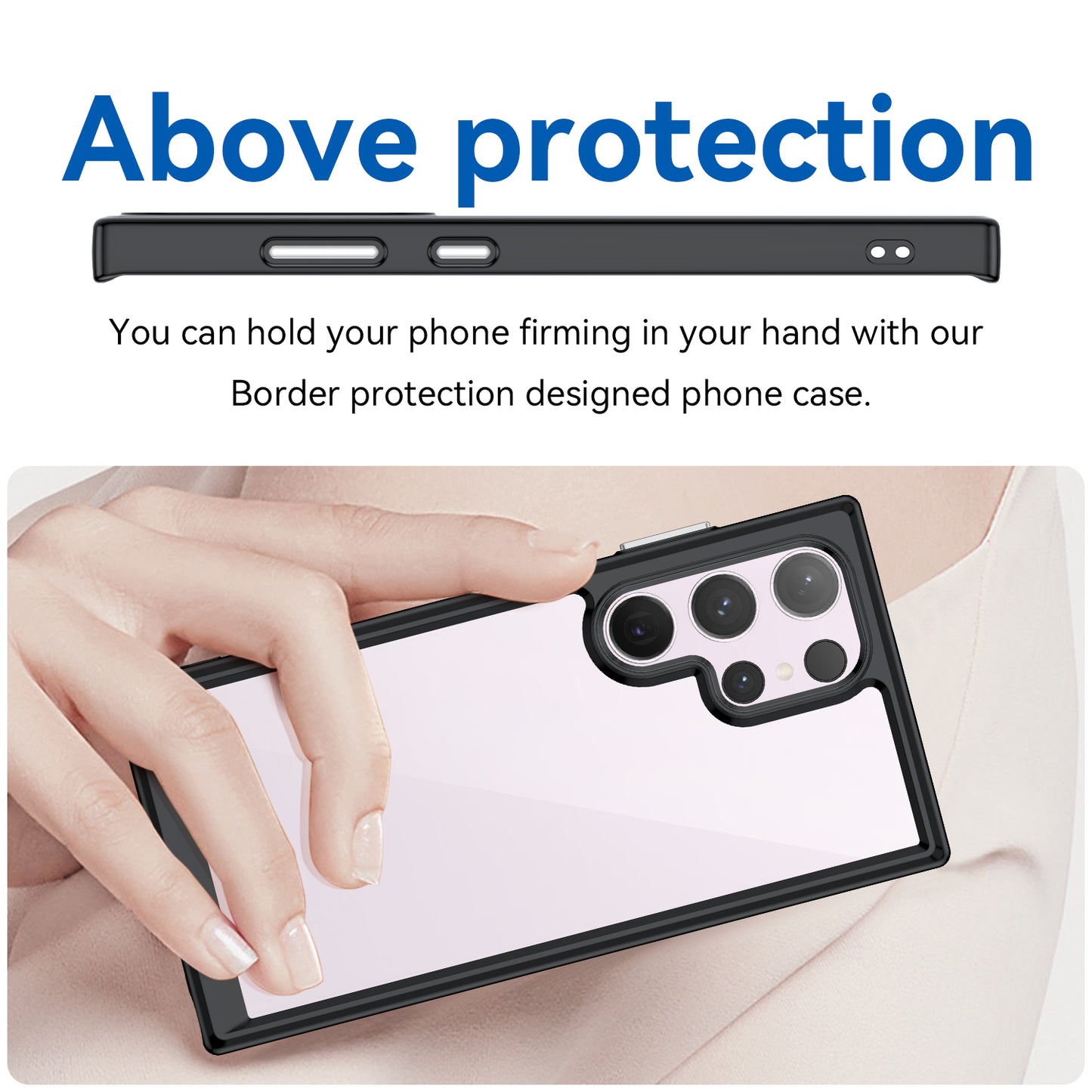 For Samsung Galaxy S24 Ultra Case TPU + Acrylic Shockproof Smart Phone Cover - Black