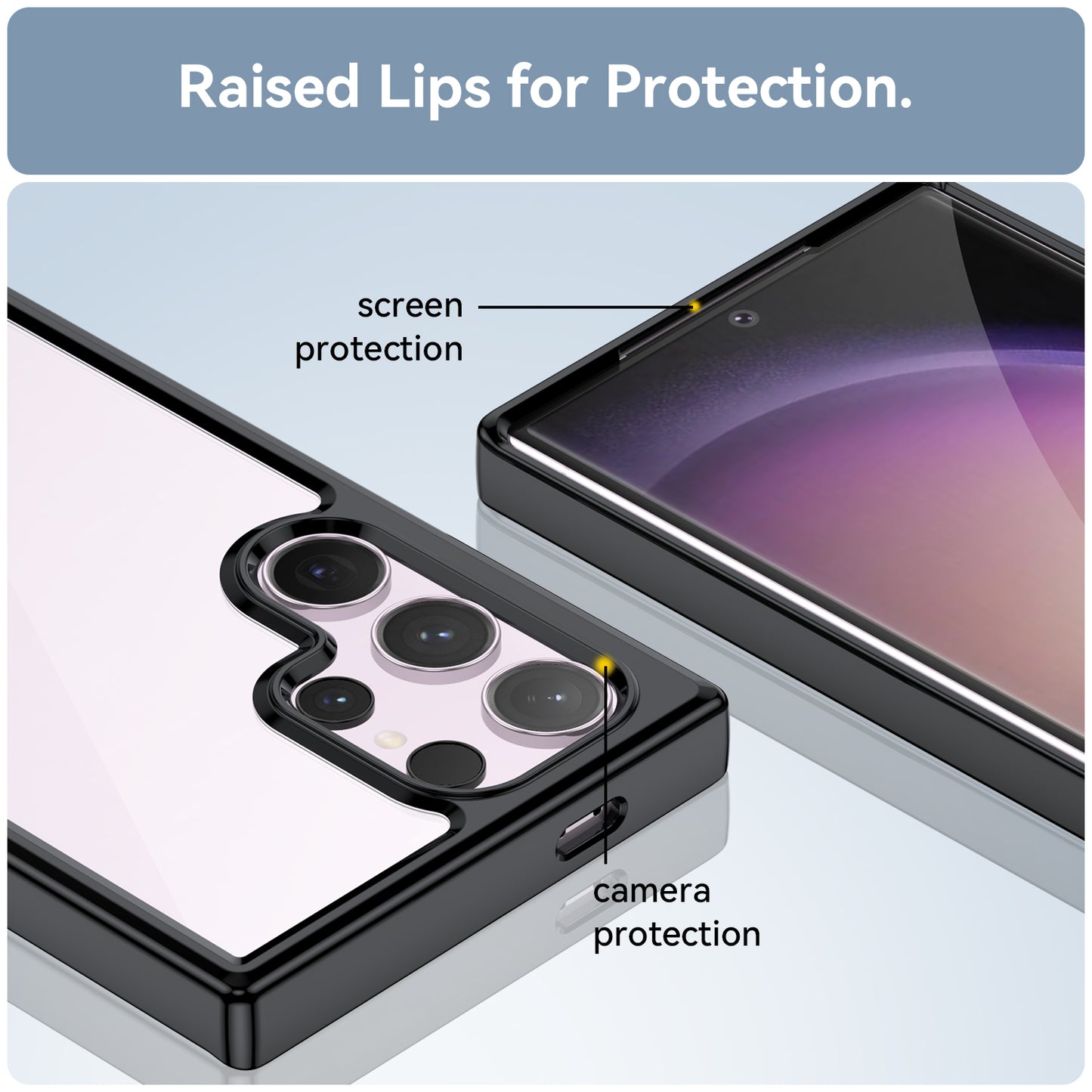 For Samsung Galaxy S24 Ultra Case TPU + Acrylic Shockproof Smart Phone Cover - Black