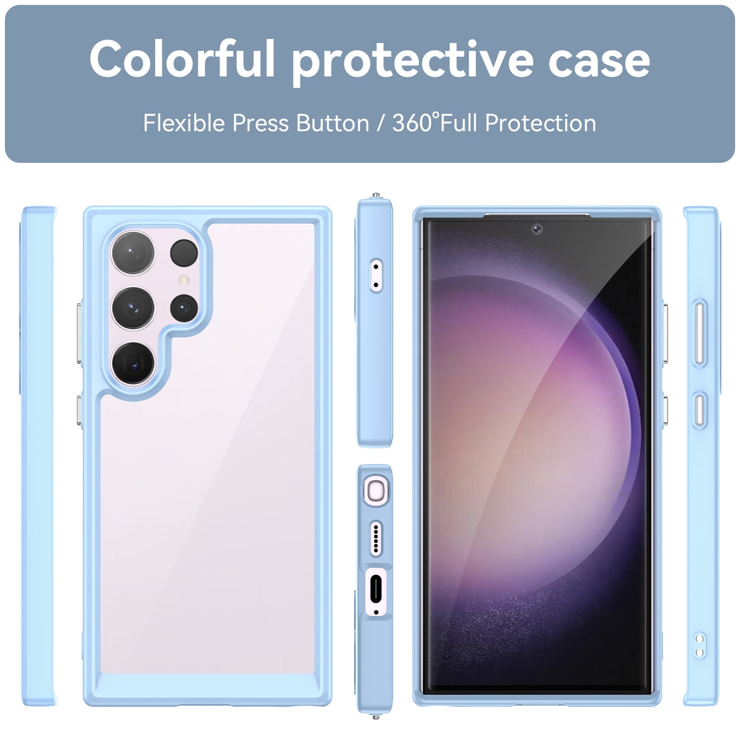 For Samsung Galaxy S24 Ultra Case TPU + Acrylic Shockproof Smart Phone Cover - Blue