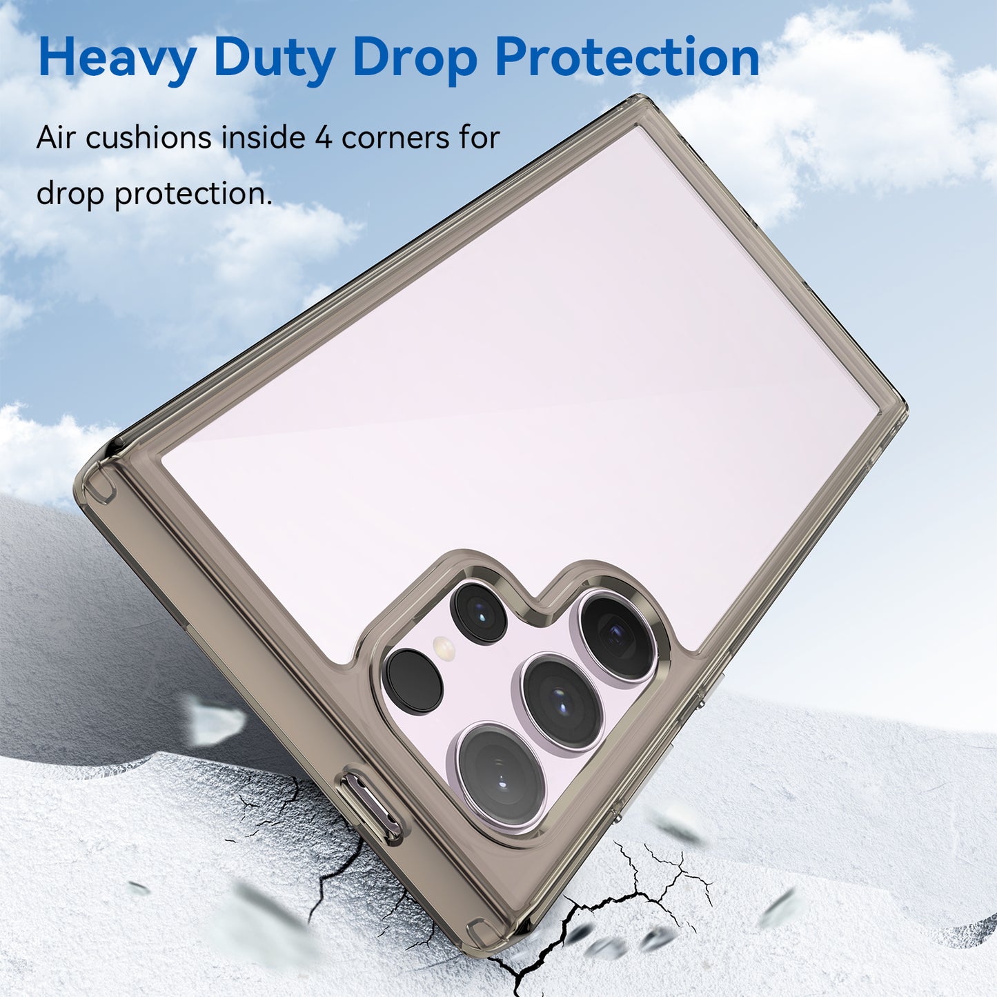 For Samsung Galaxy S24 Ultra Case TPU + Acrylic Shockproof Smart Phone Cover - Transparent Grey