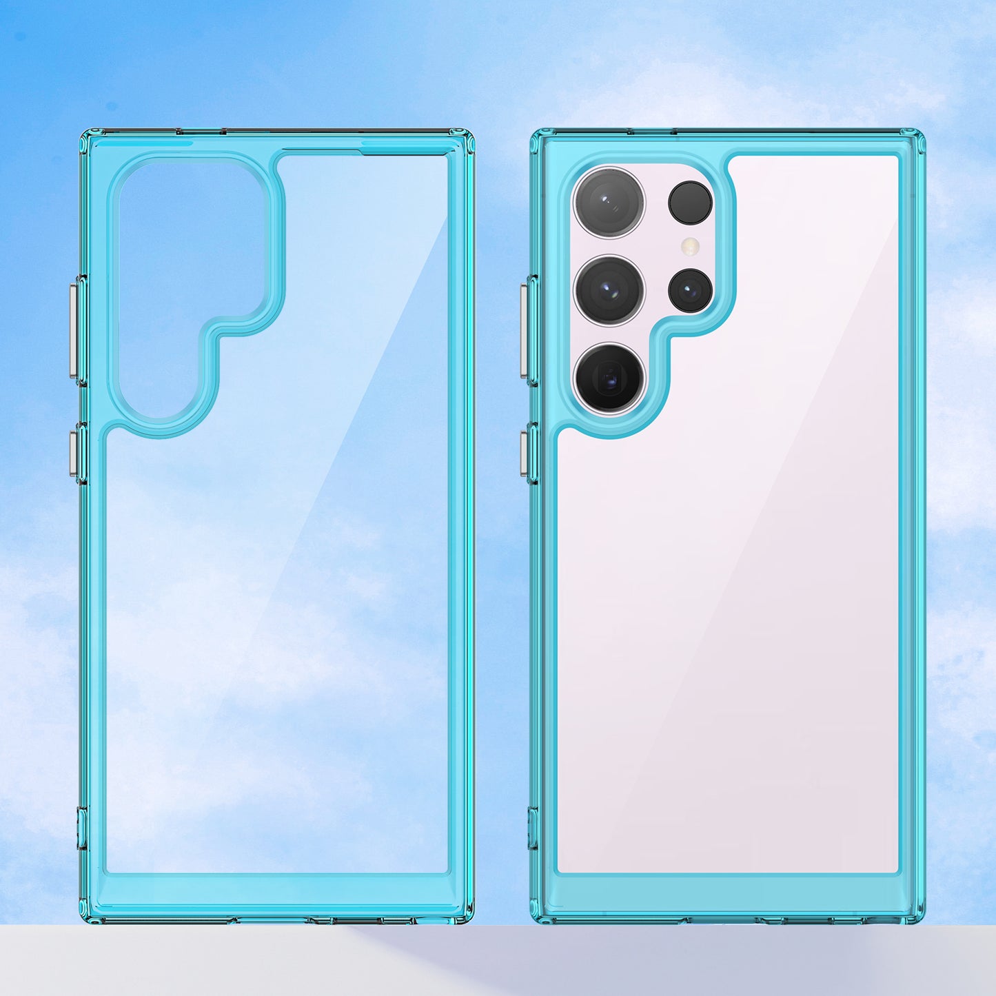 For Samsung Galaxy S24 Ultra Case TPU + Acrylic Shockproof Smart Phone Cover - Transparent Blue