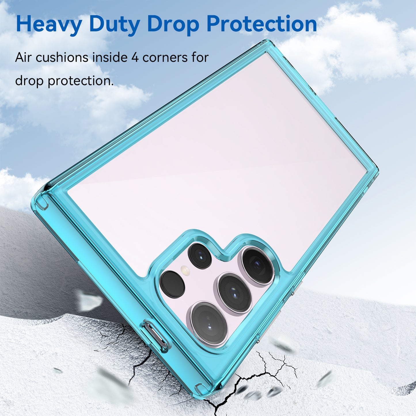 For Samsung Galaxy S24 Ultra Case TPU + Acrylic Shockproof Smart Phone Cover - Transparent Blue