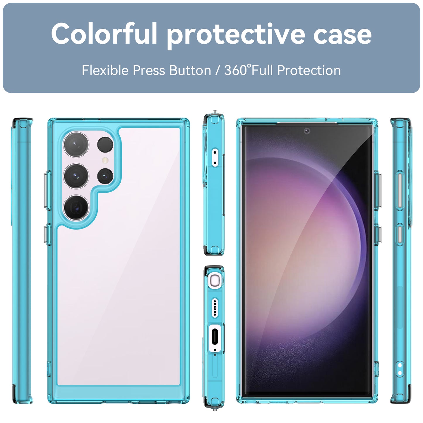 For Samsung Galaxy S24 Ultra Case TPU + Acrylic Shockproof Smart Phone Cover - Transparent Blue
