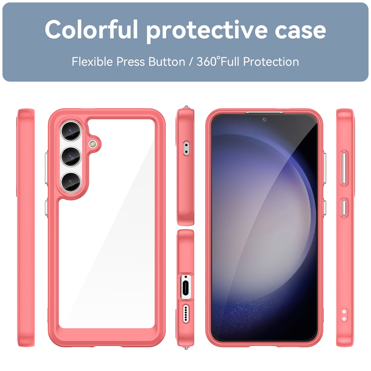For Samsung Galaxy S24 Case TPU + Acrylic Anti-scratch Phone Back Shell -  Red