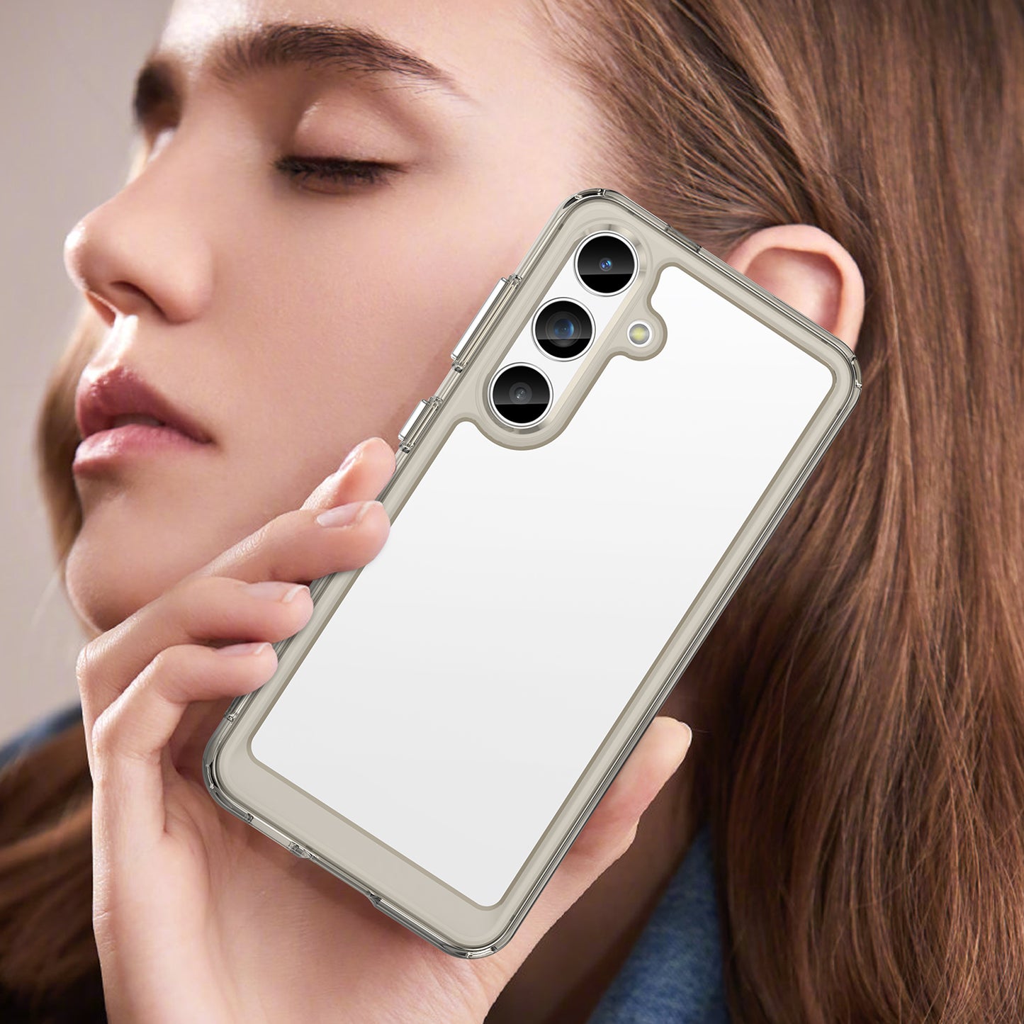 For Samsung Galaxy S24 Case TPU + Acrylic Anti-scratch Phone Back Shell - Transparent Grey