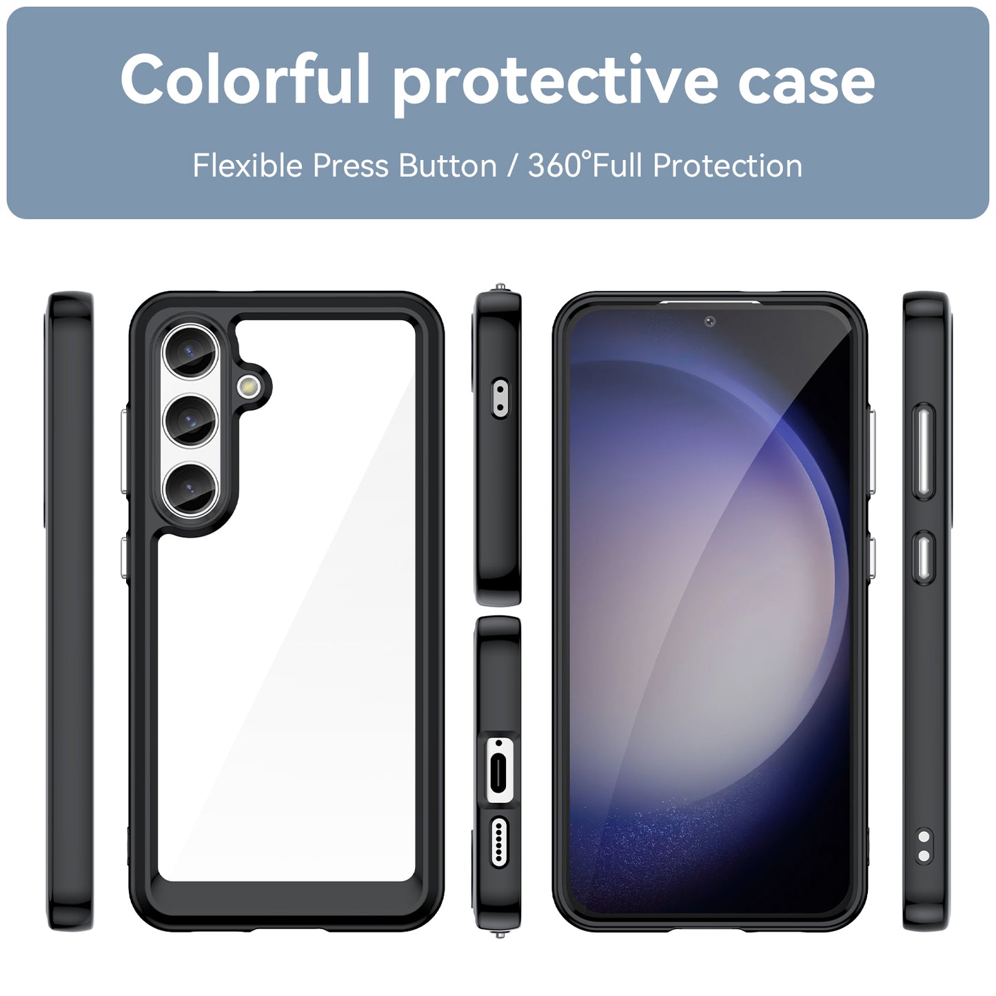 For Samsung Galaxy S24+ Case TPU + Acrylic Anti-scratch Phone Back Protector - Black