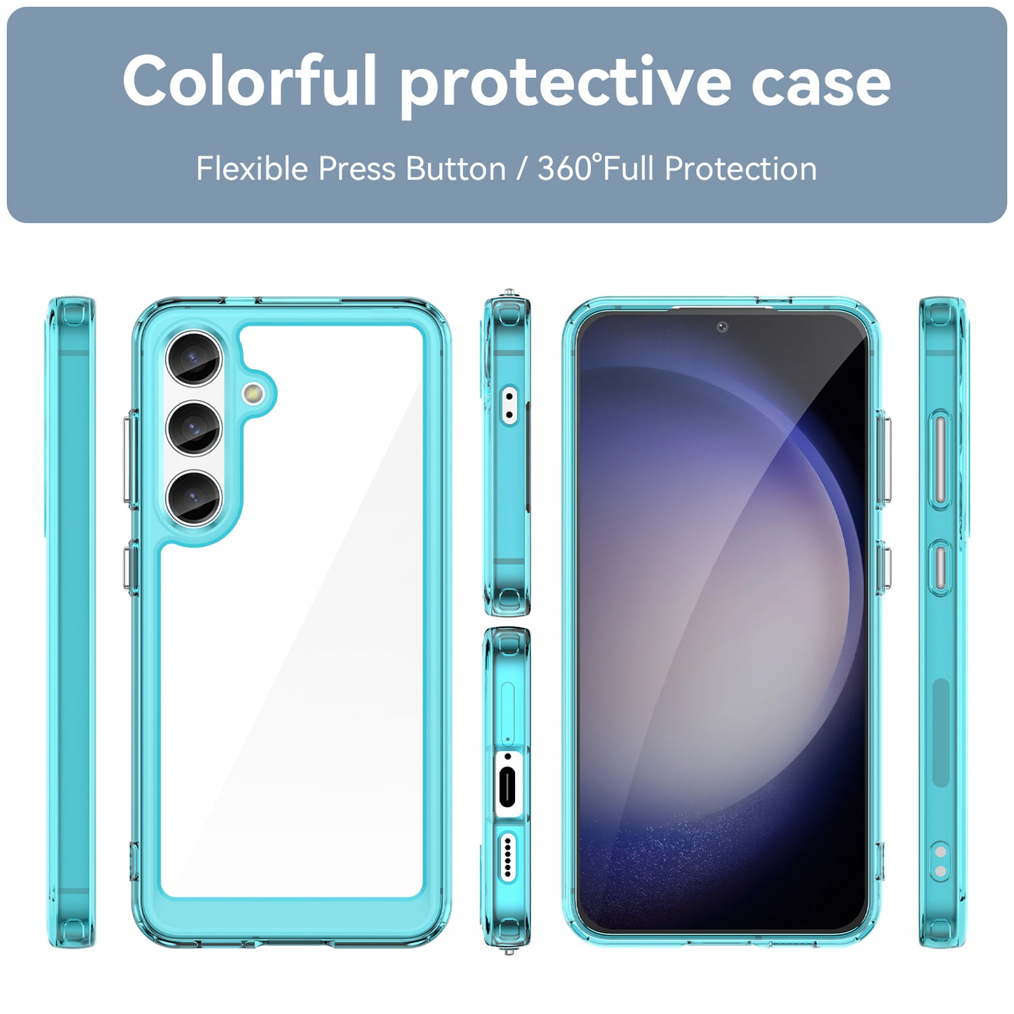 For Samsung Galaxy S24+ Case TPU + Acrylic Anti-scratch Phone Back Protector - Transparent Blue