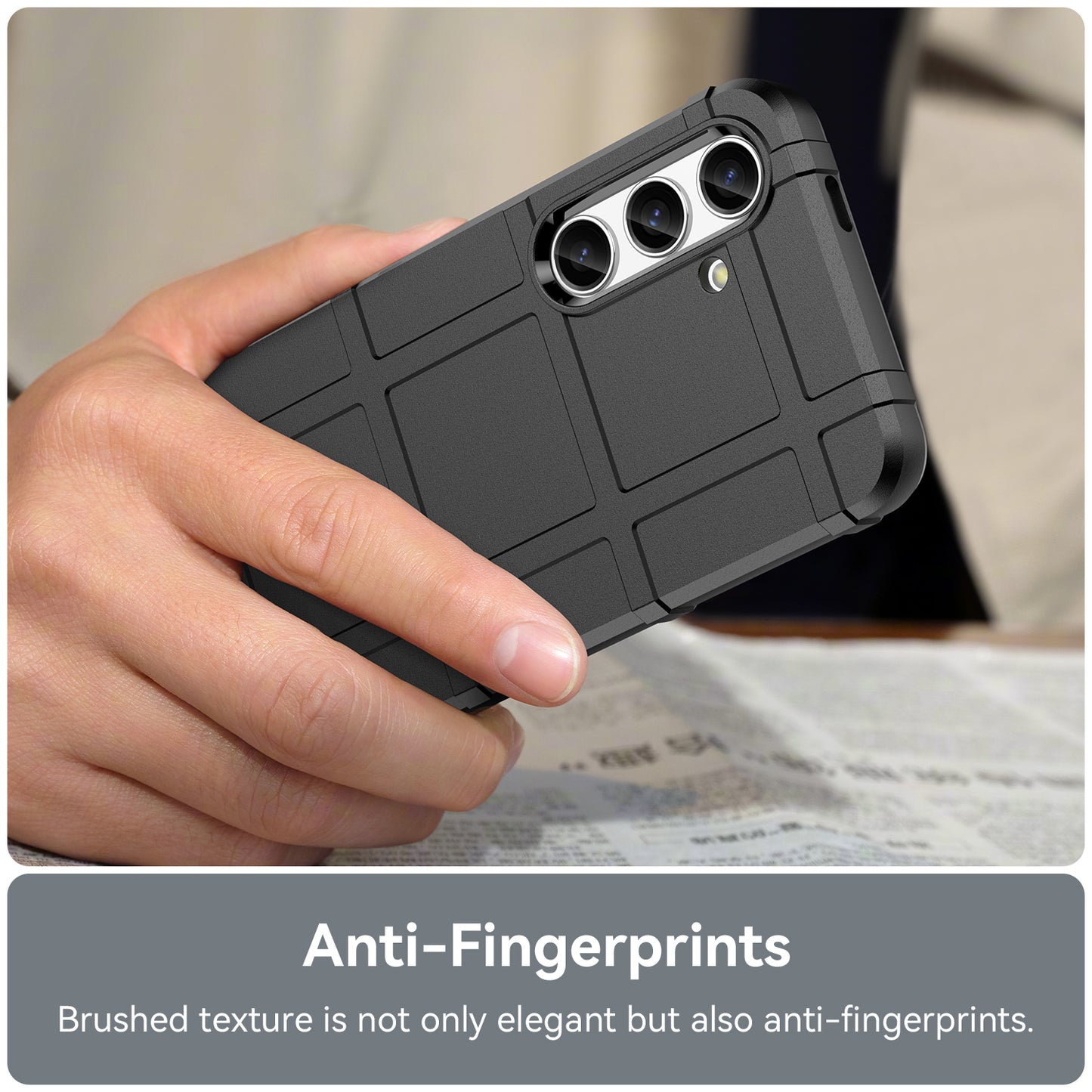Square Grid Texture Shell for Samsung Galaxy S24 Flexible TPU Phone Case - Black