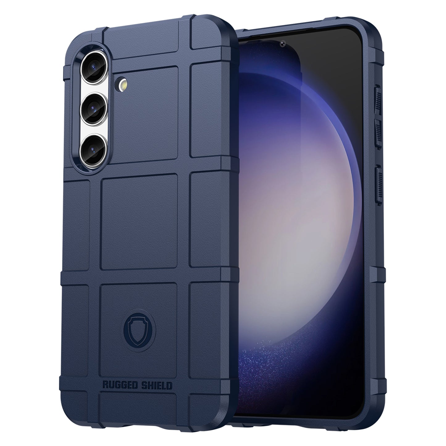 Square Grid Texture Shell for Samsung Galaxy S24 Flexible TPU Phone Case - Blue