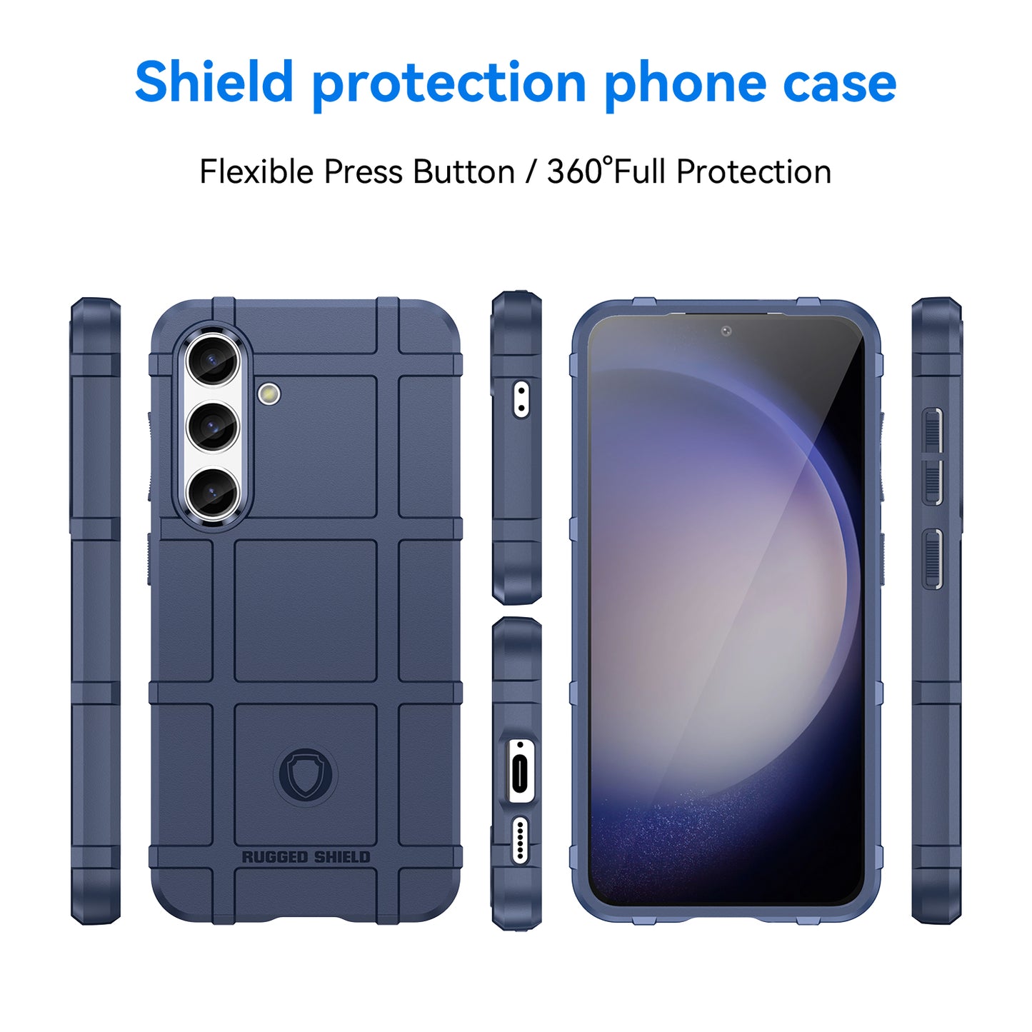 Square Grid Texture Shell for Samsung Galaxy S24 Flexible TPU Phone Case - Blue