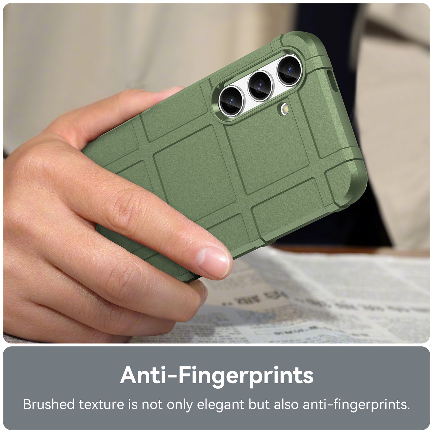 Square Grid Texture Shell for Samsung Galaxy S24 Flexible TPU Phone Case - Green