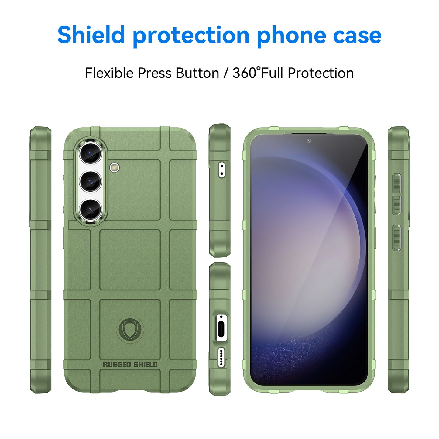 Square Grid Texture Shell for Samsung Galaxy S24 Flexible TPU Phone Case - Green